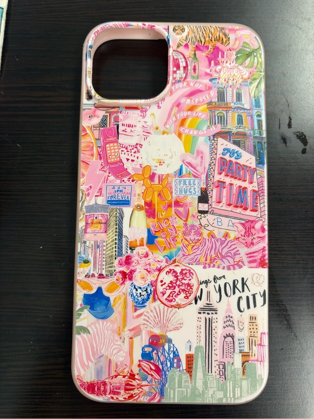 Pink Illustrated New York City iPhone Case - Decorative IPhone 14 Cover
